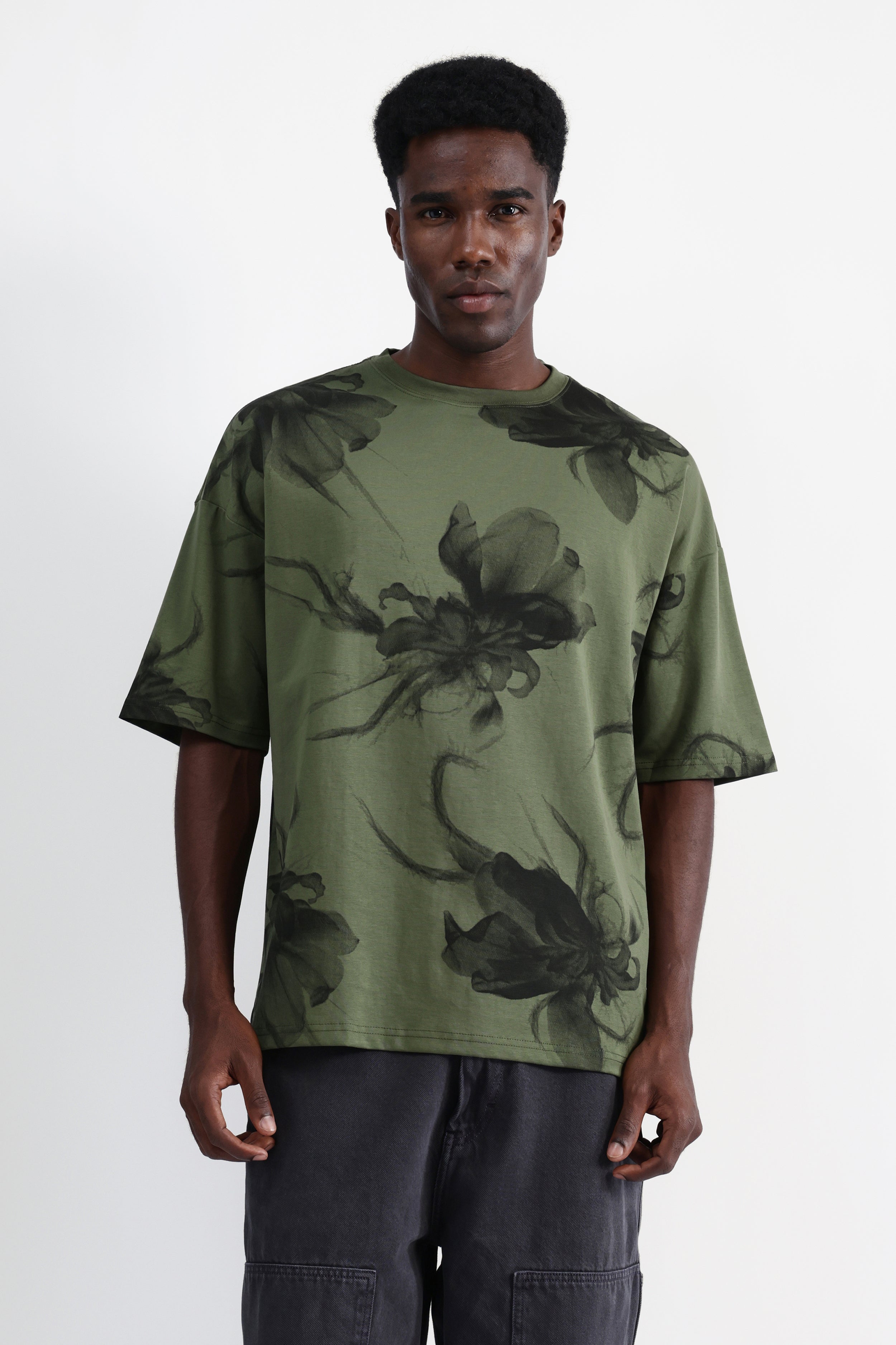 ALLOVER FLORAL PRINT OVERSIZED T-SHIRT
