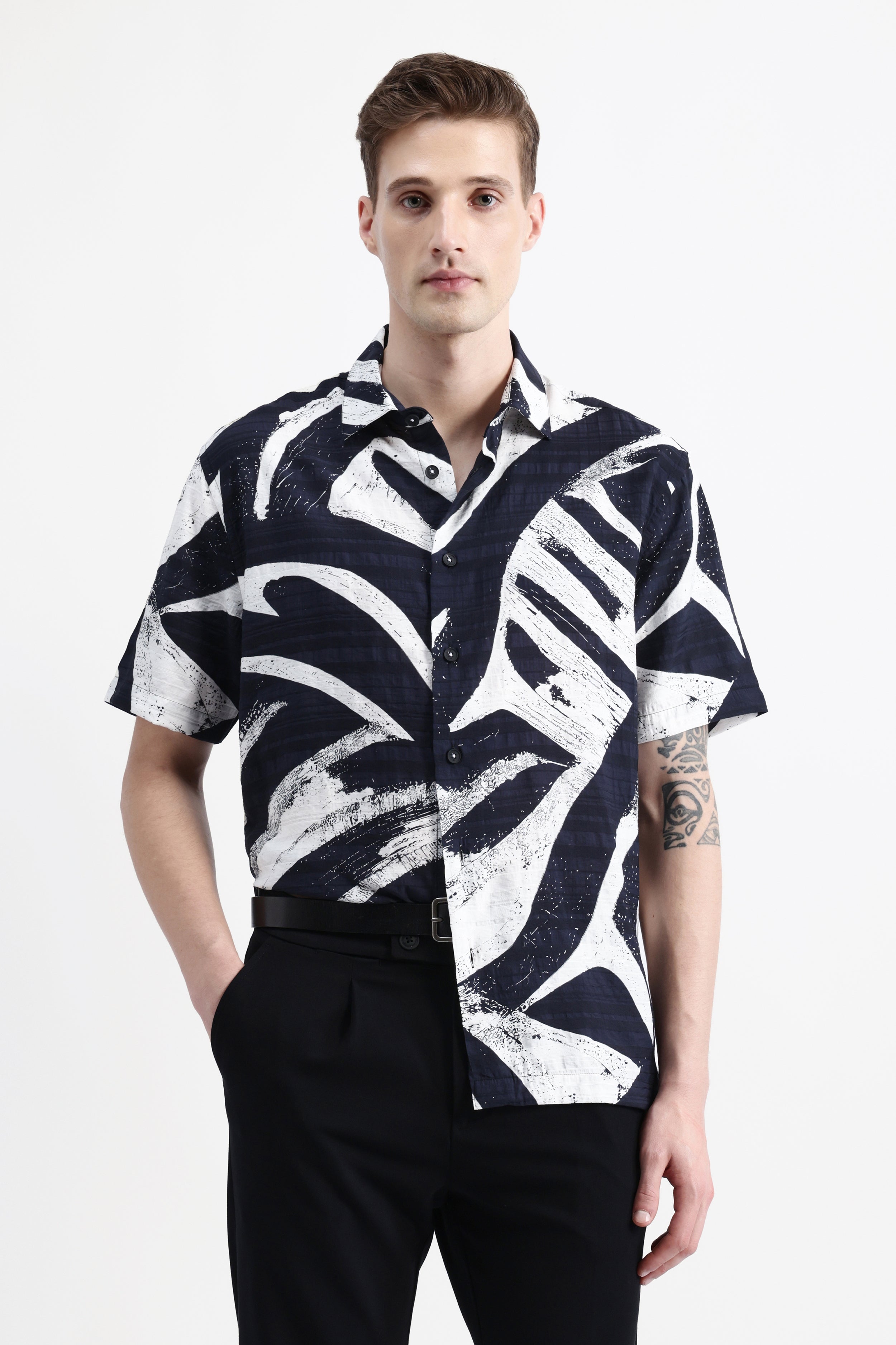 ABSTRACT PRINT HALF SLEEVE SHIRT