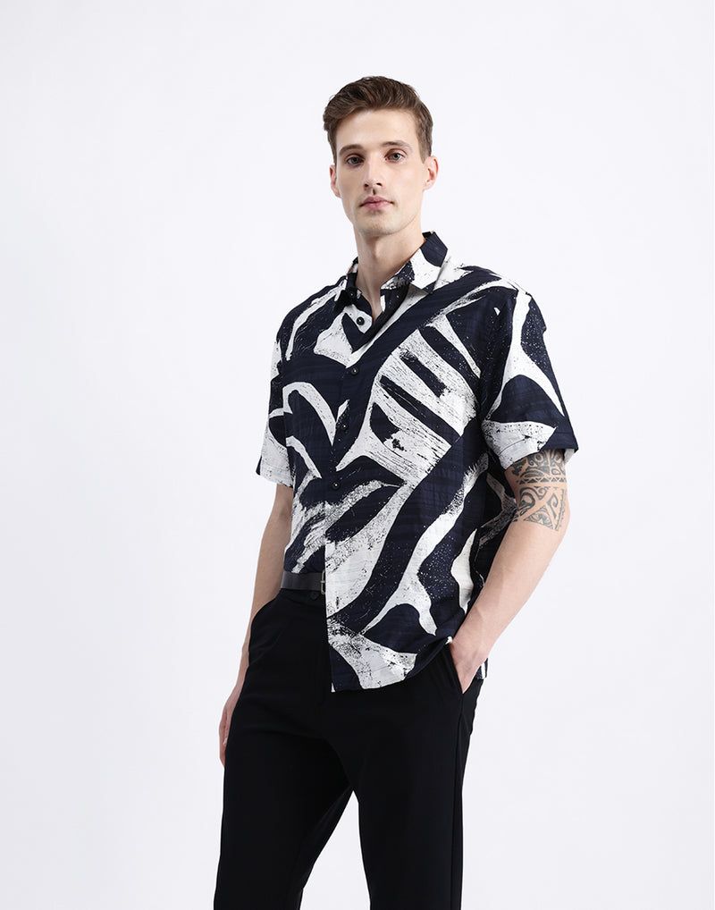 ABSTRACT PRINT HALF SLEEVE SHIRT