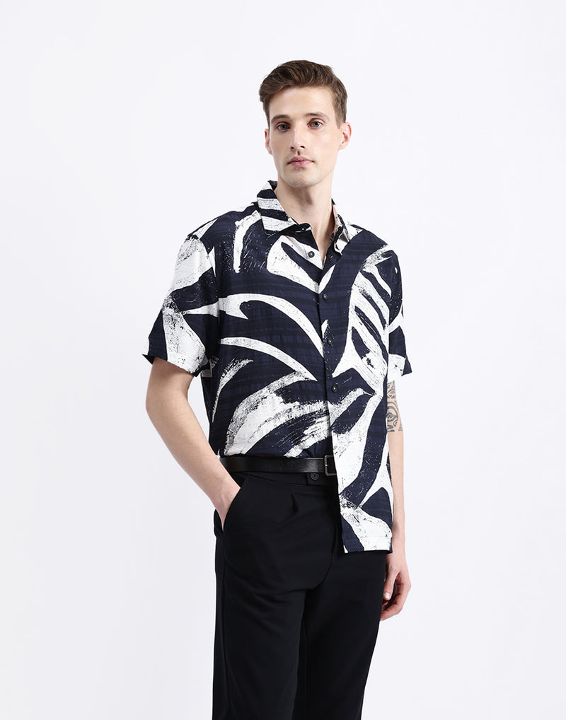 ABSTRACT PRINT HALF SLEEVE SHIRT