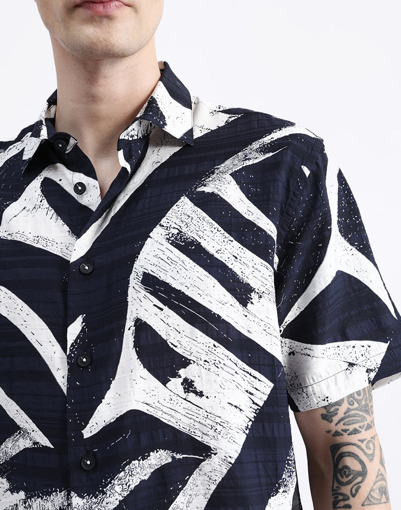 ABSTRACT PRINT HALF SLEEVE SHIRT
