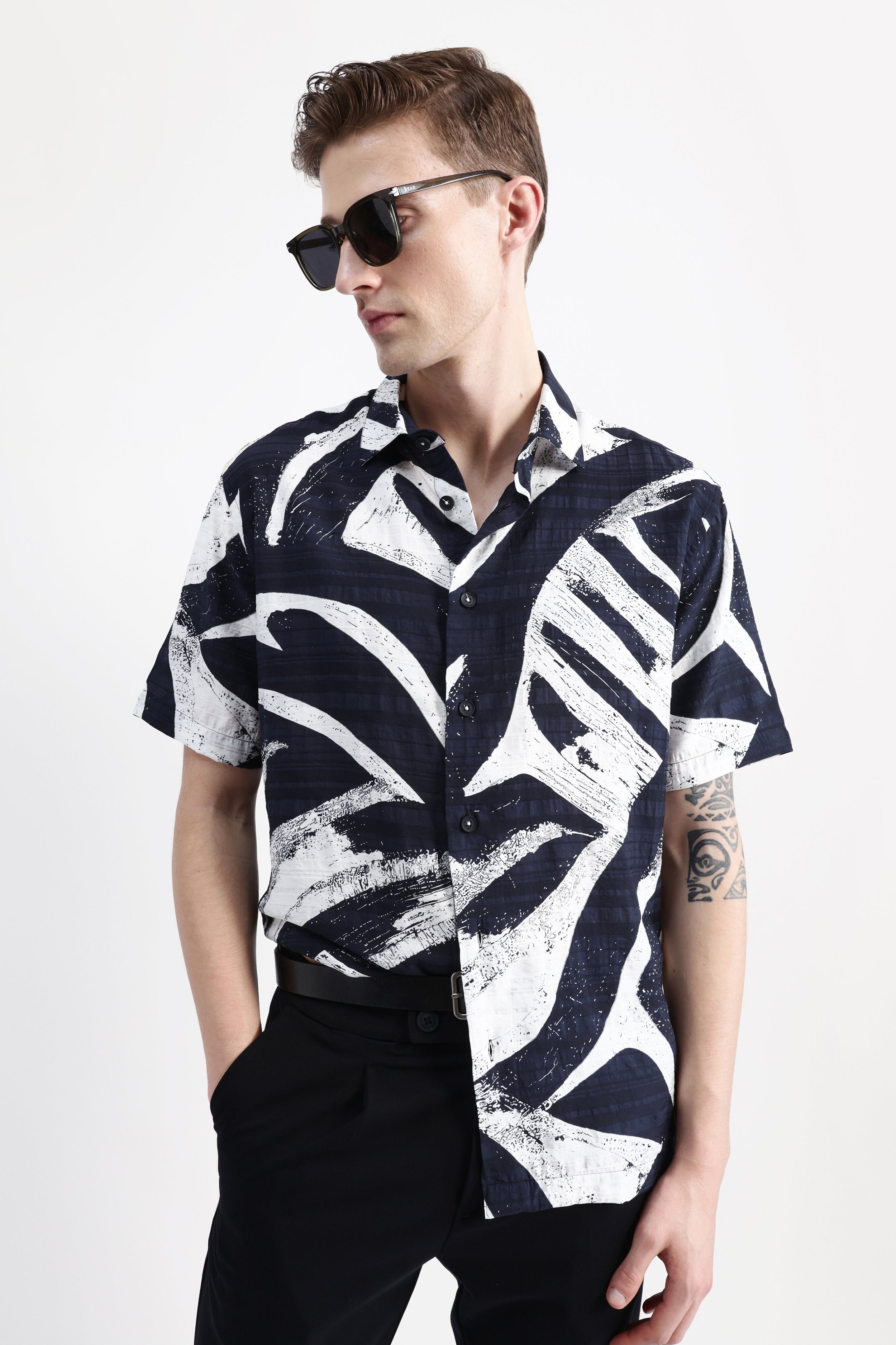 ABSTRACT PRINT HALF SLEEVE SHIRT
