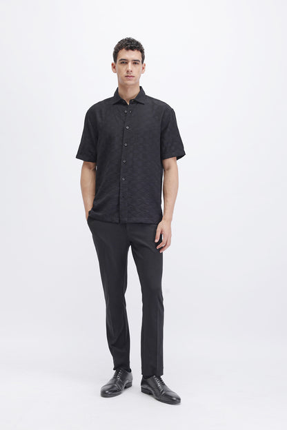 CRINKLE EFFECT TEXTURED SHIRT