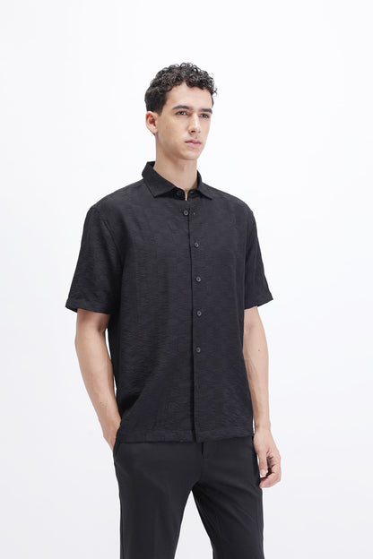 CRINKLE EFFECT TEXTURED SHIRT