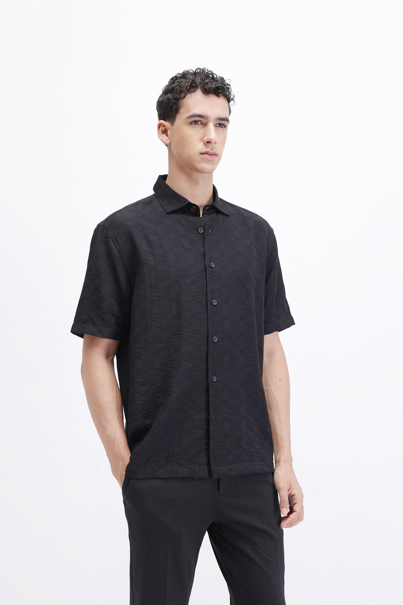 CRINKLE EFFECT TEXTURED SHIRT