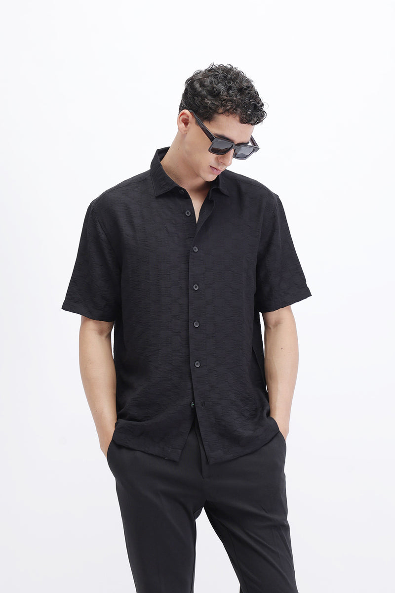 CRINKLE EFFECT TEXTURED SHIRT