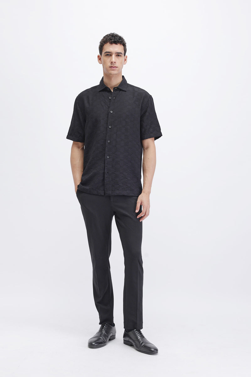 CRINKLE EFFECT TEXTURED SHIRT