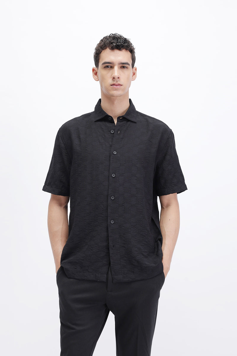 CRINKLE EFFECT TEXTURED SHIRT