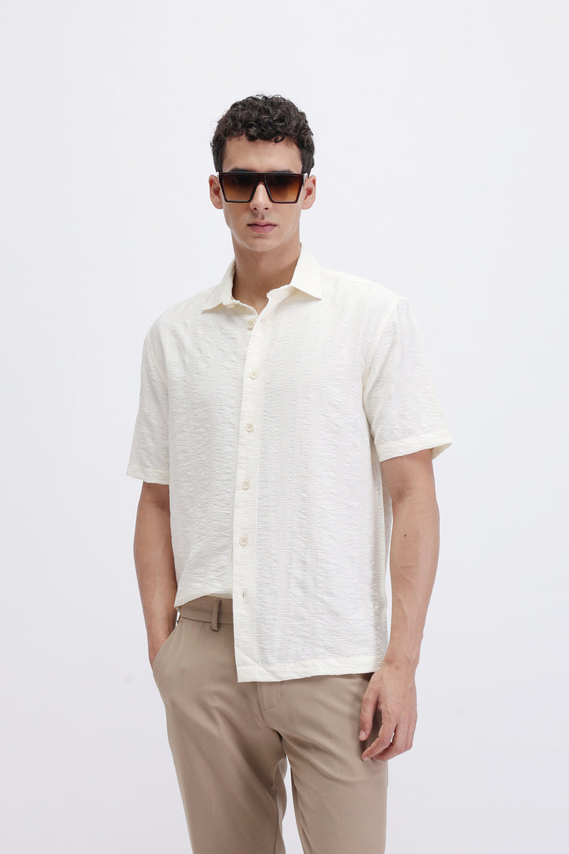 CRINKLE EFFECT TEXTURED SHIRT