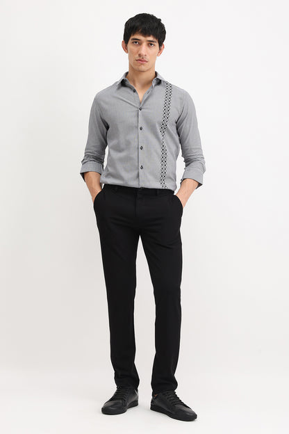 PLACEMENT STRIPE HOUNDSTOOTH SHIRT