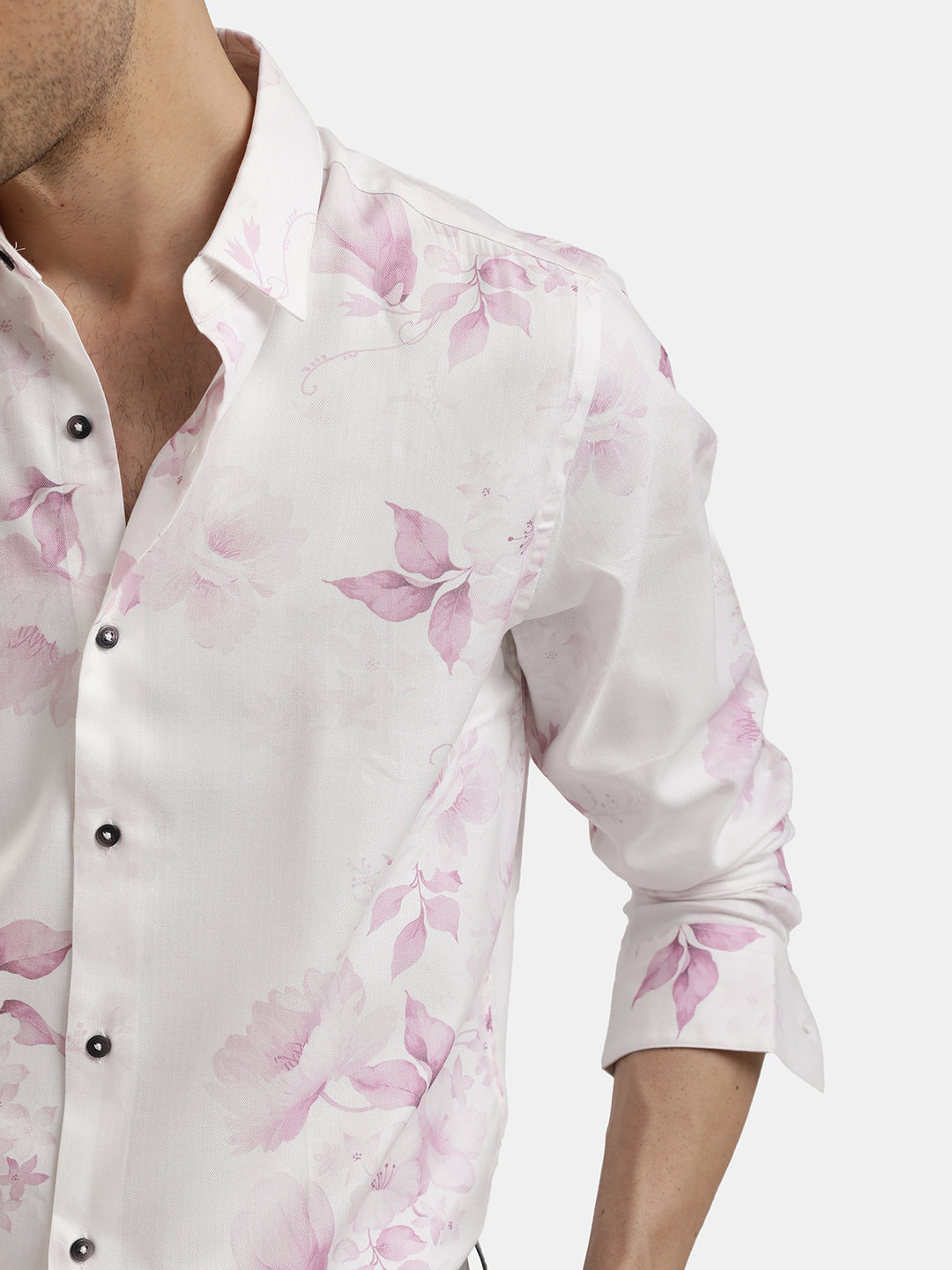 LIGHT PINK FLORAL PRINTED SHIRT