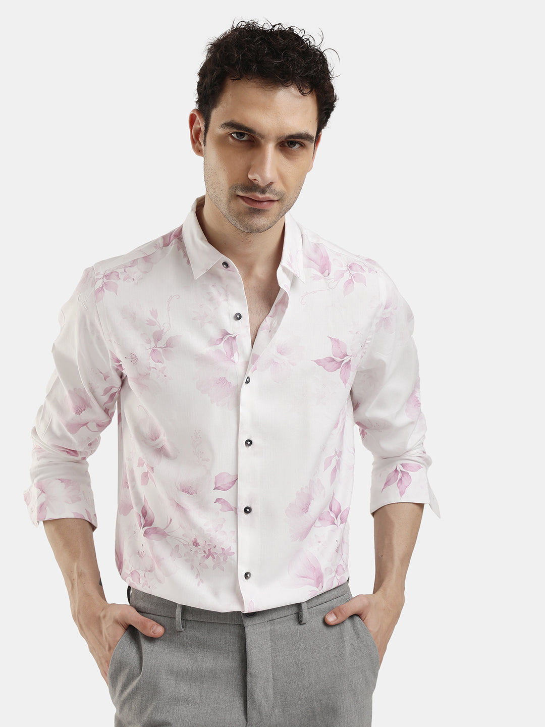 LIGHT PINK FLORAL PRINTED SHIRT