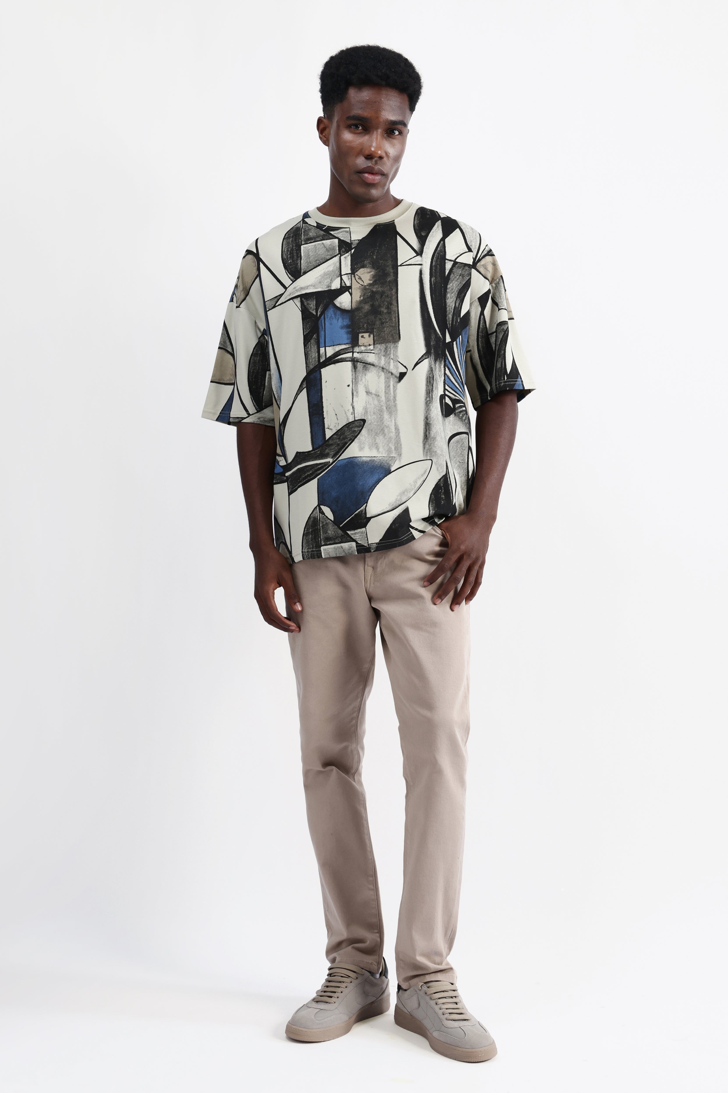 ABSTRACT PRINT OVERSIZED T-SHIRT