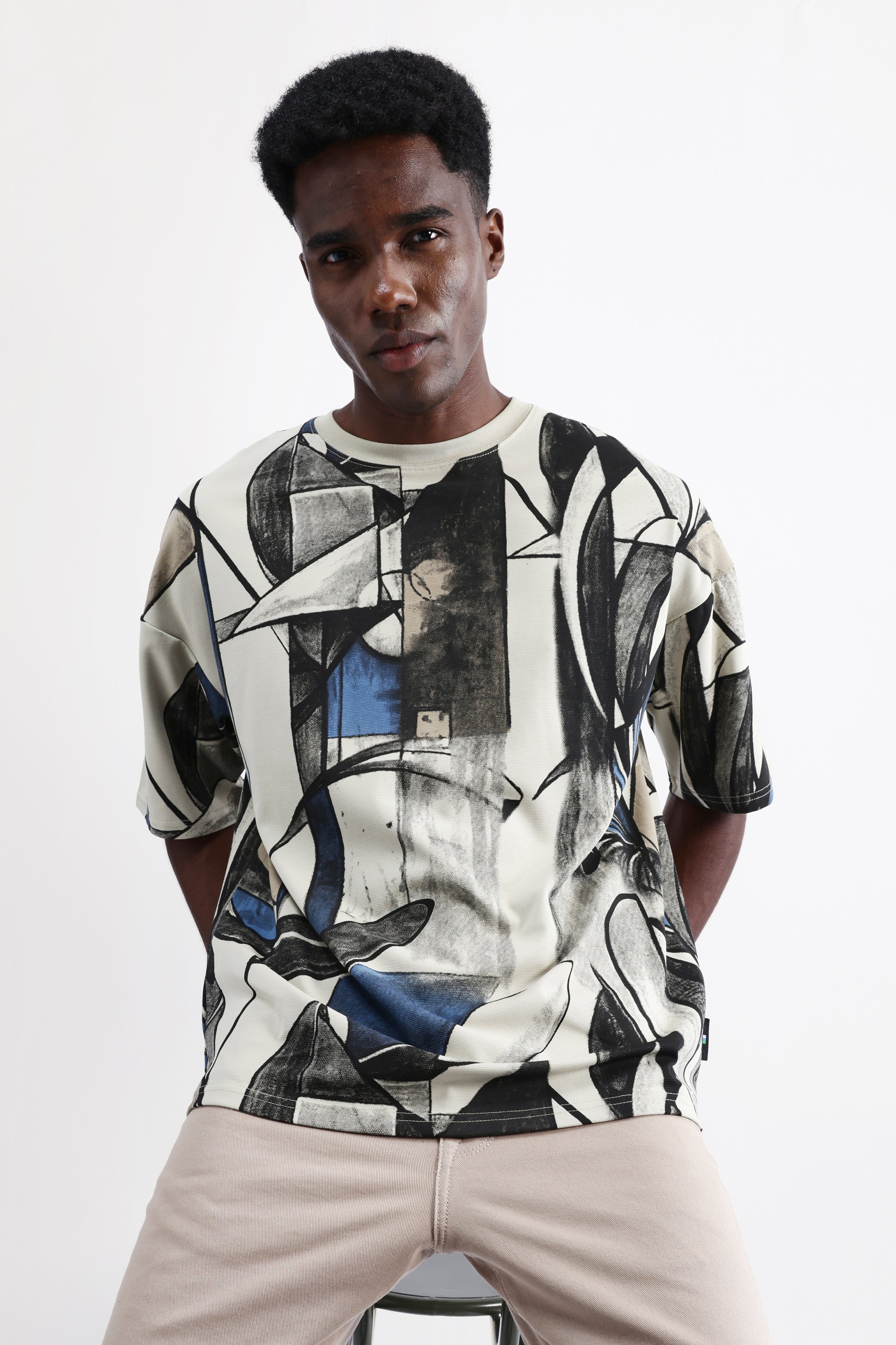 ABSTRACT PRINT OVERSIZED T-SHIRT