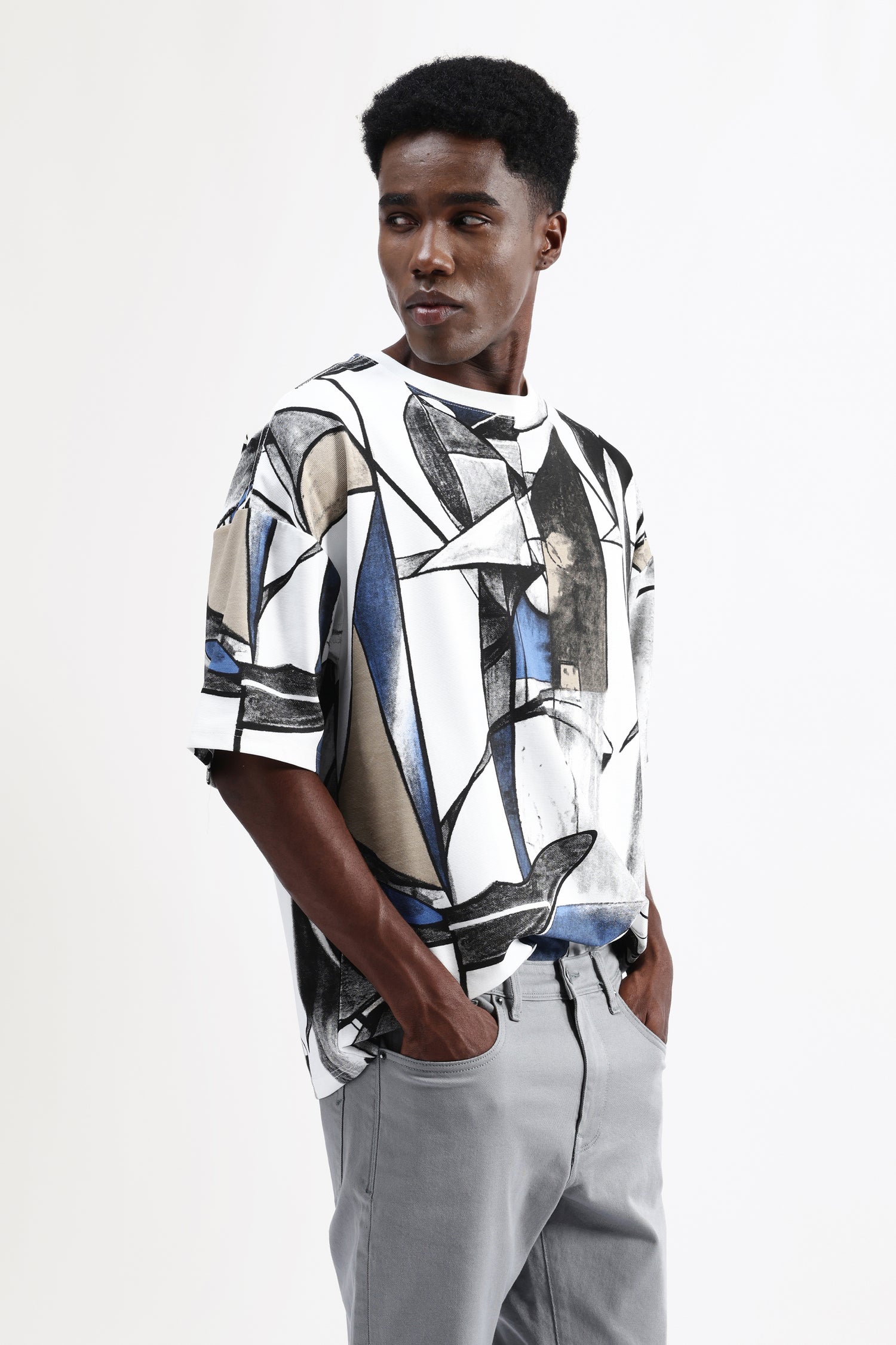 ABSTRACT PRINT OVERSIZED T-SHIRT