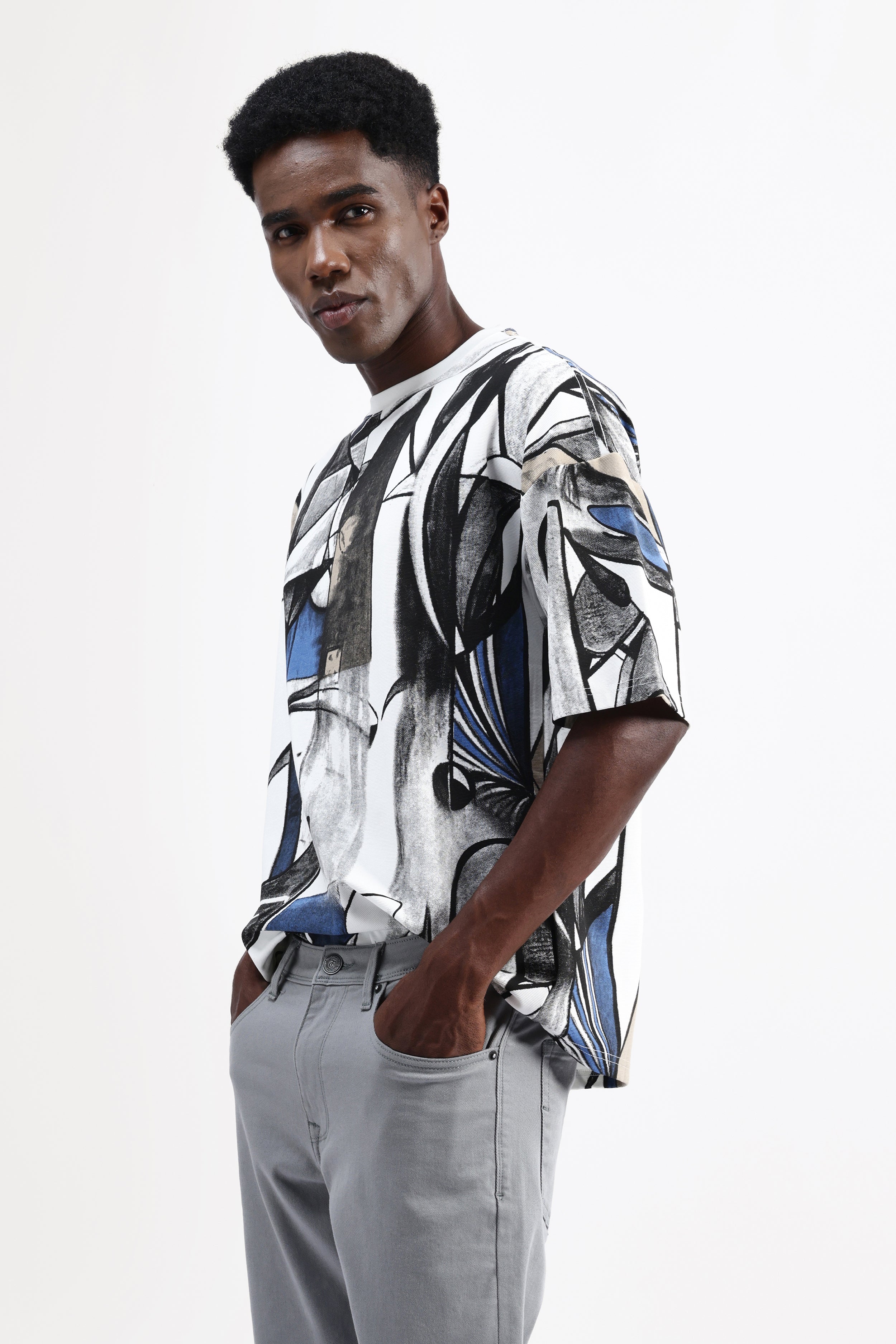 ABSTRACT PRINT OVERSIZED T-SHIRT