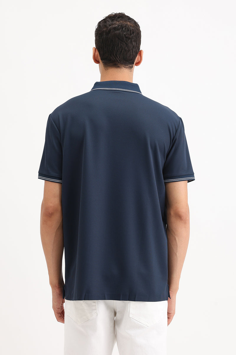 SLIM FIT CONTRAST COLLAR POLO T-SHIRT