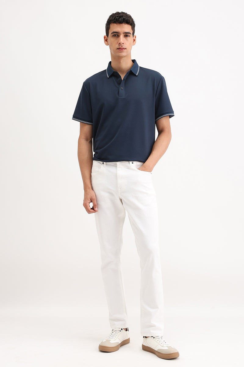 SLIM FIT CONTRAST COLLAR POLO T-SHIRT