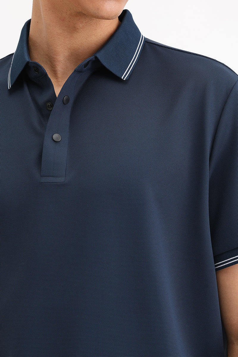 SLIM FIT CONTRAST COLLAR POLO T-SHIRT