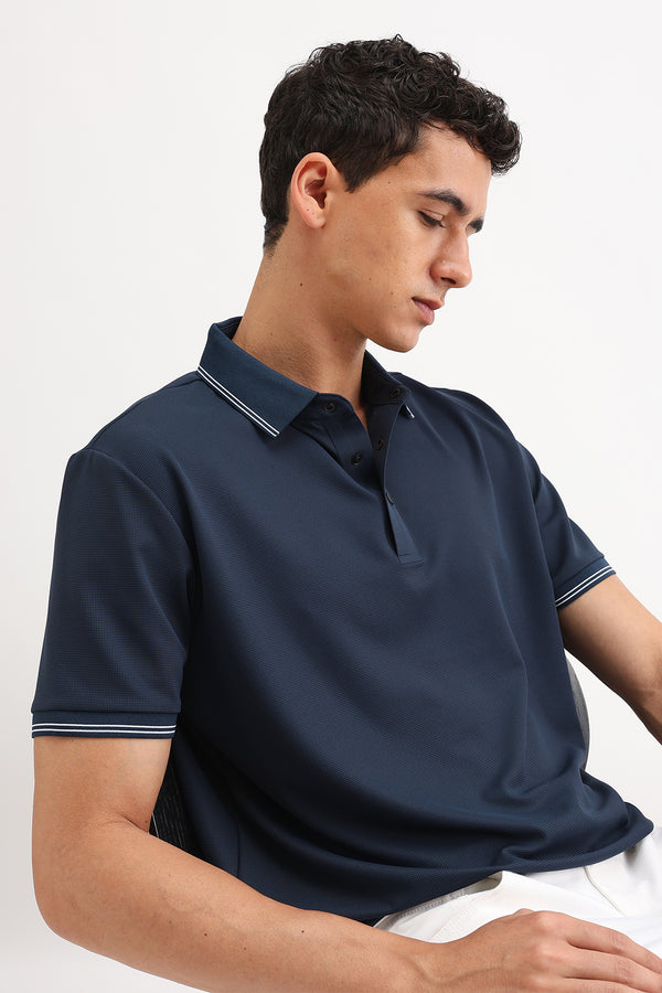 SLIM FIT CONTRAST COLLAR POLO T-SHIRT