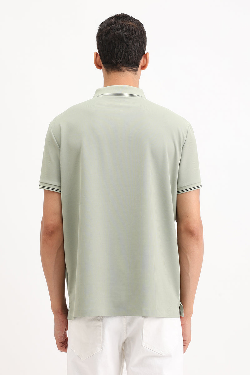 SLIM FIT CONTRAST COLLAR POLO T-SHIRT