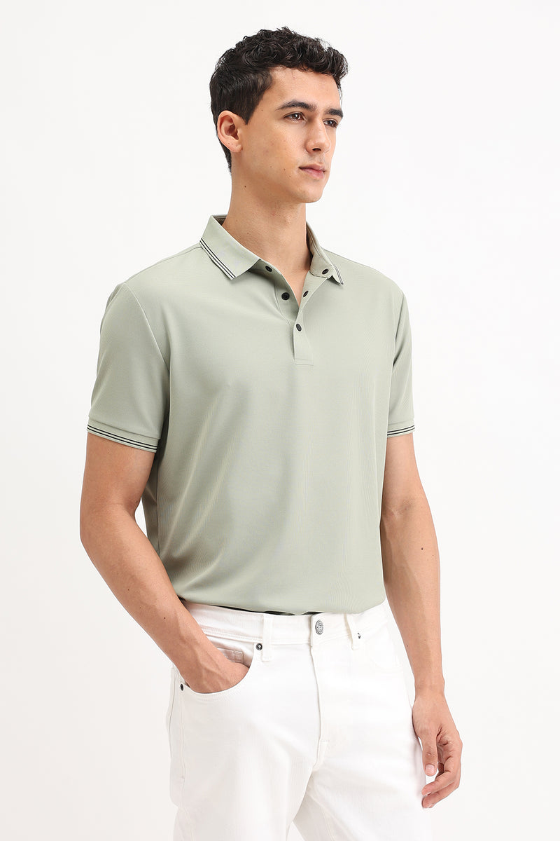 SLIM FIT CONTRAST COLLAR POLO T-SHIRT