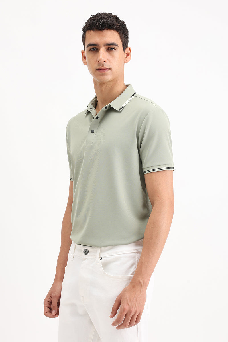 SLIM FIT CONTRAST COLLAR POLO T-SHIRT