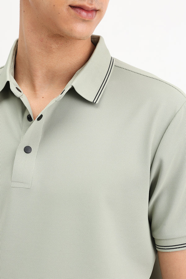 SLIM FIT CONTRAST COLLAR POLO T-SHIRT