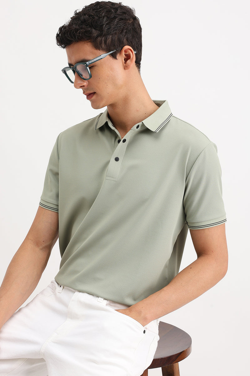 SLIM FIT CONTRAST COLLAR POLO T-SHIRT