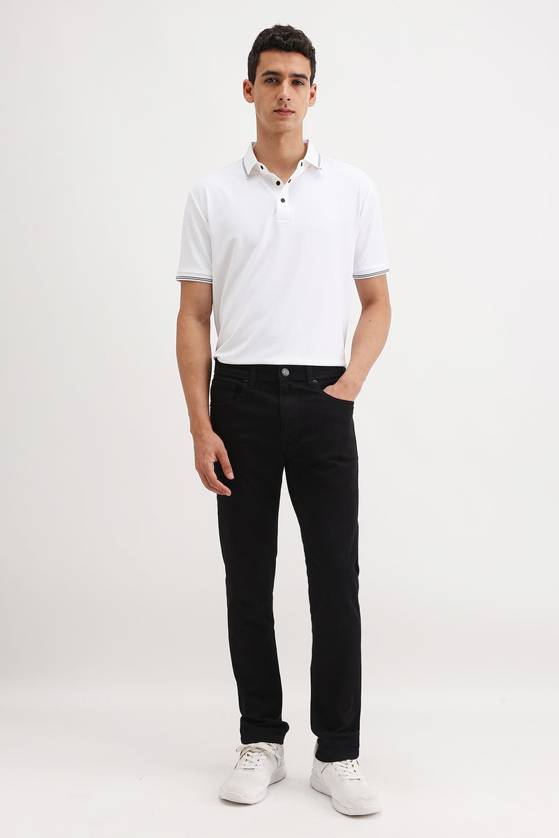 SLIM FIT CONTRAST COLLAR POLO T-SHIRT