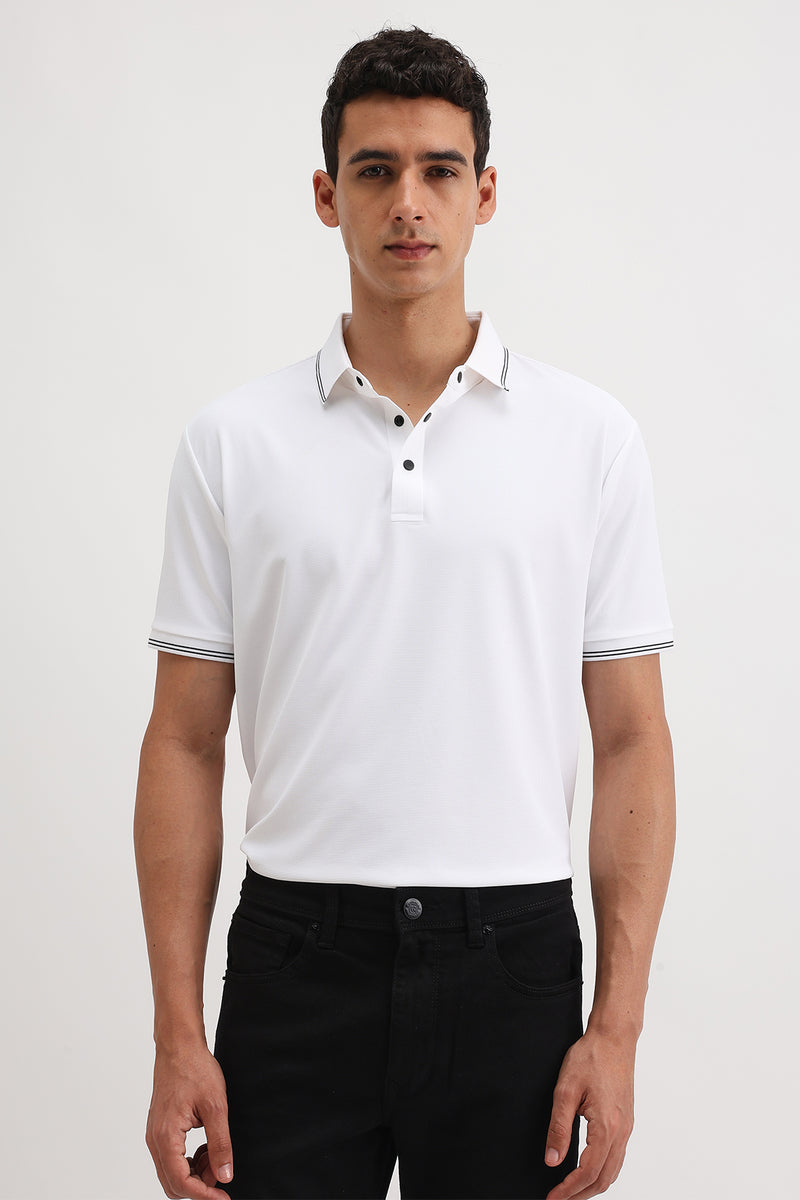 SLIM FIT CONTRAST COLLAR POLO T-SHIRT