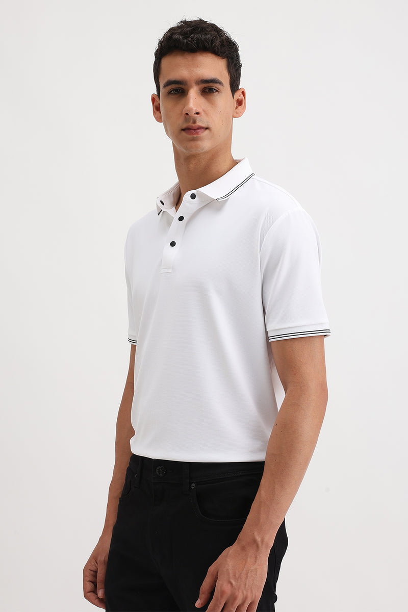 SLIM FIT CONTRAST COLLAR POLO T-SHIRT
