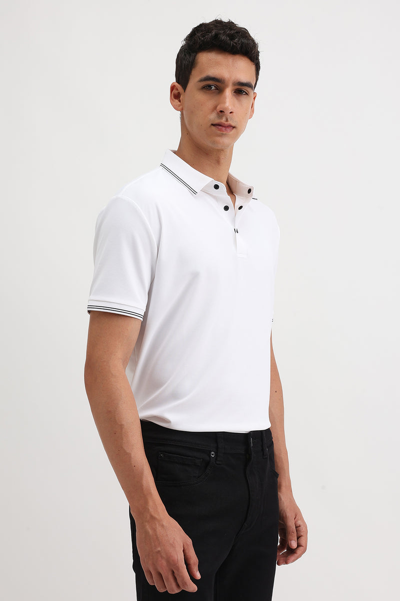 SLIM FIT CONTRAST COLLAR POLO T-SHIRT