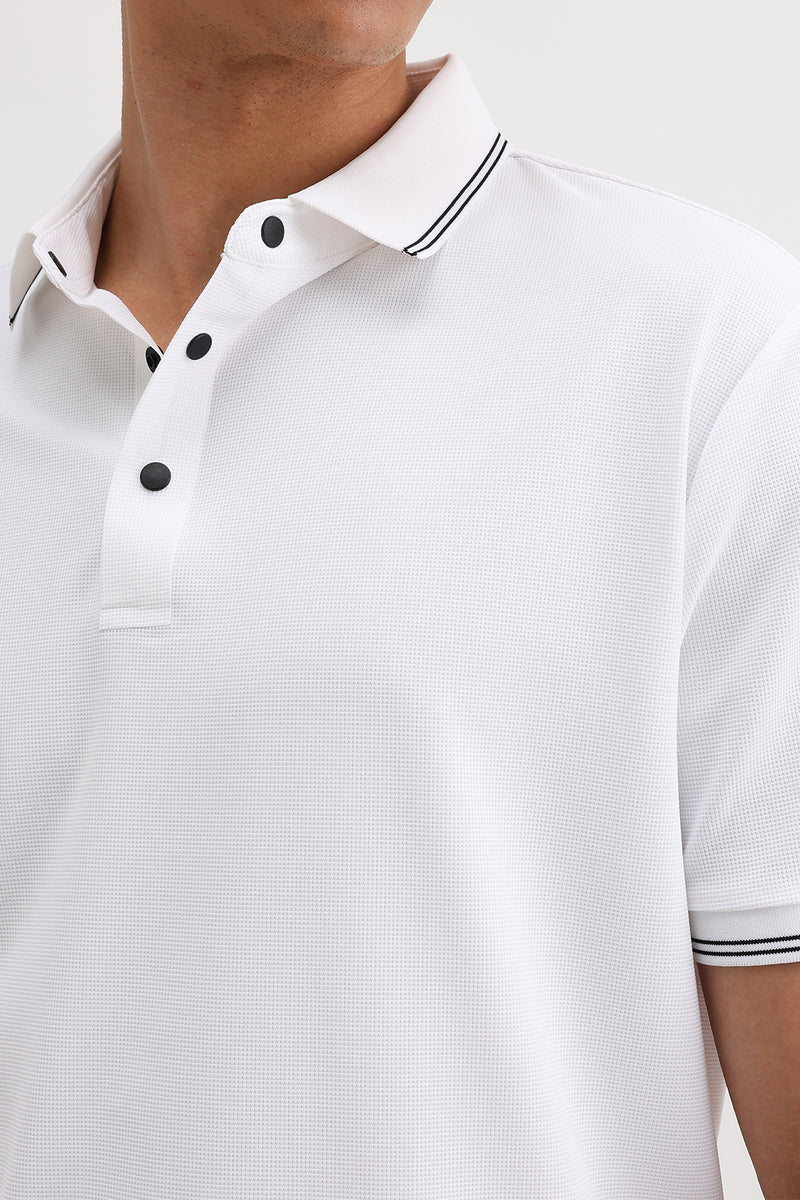 SLIM FIT CONTRAST COLLAR POLO T-SHIRT