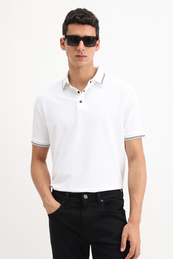 SLIM FIT CONTRAST COLLAR POLO T-SHIRT