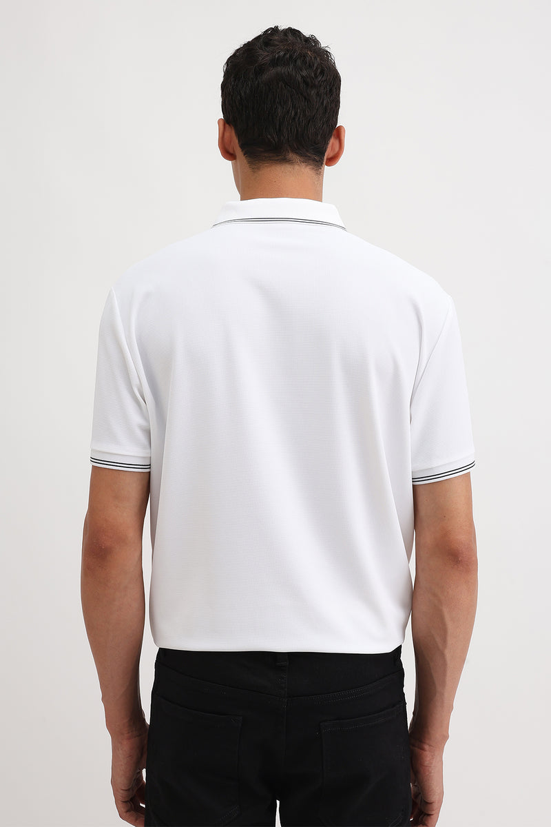 SLIM FIT CONTRAST COLLAR POLO T-SHIRT
