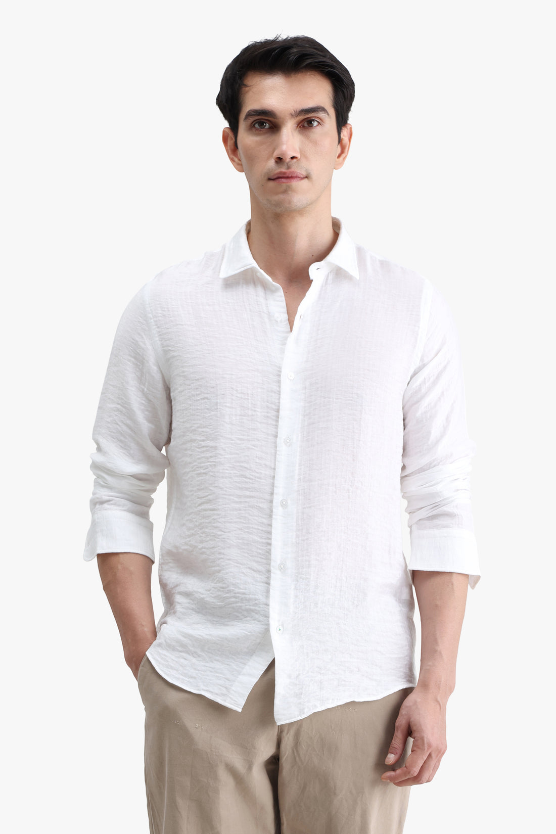 Viscose Blend Solid Shirt