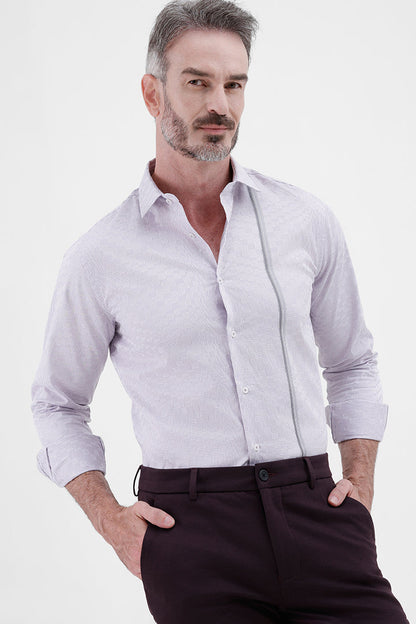 LT PINK COTTON 
PLACEMENT STRIPE SHIRT