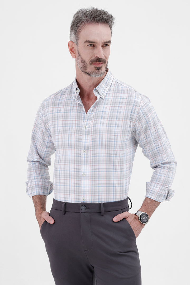 WHITE MULTI COTTON CHECK SHIRT