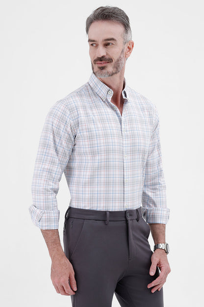 WHITE MULTI COTTON CHECK SHIRT