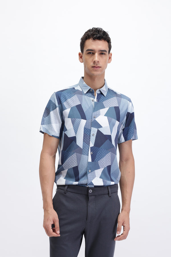ABSTRACT PRINTED HALF SLEEVES SHIRT