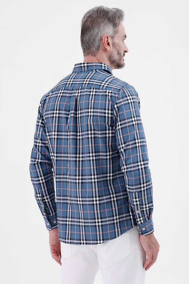 BLUE WHITE COTTON CHECK SHIRT
