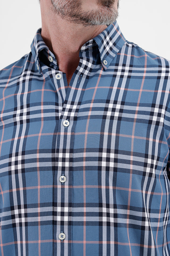 BLUE WHITE COTTON CHECK SHIRT