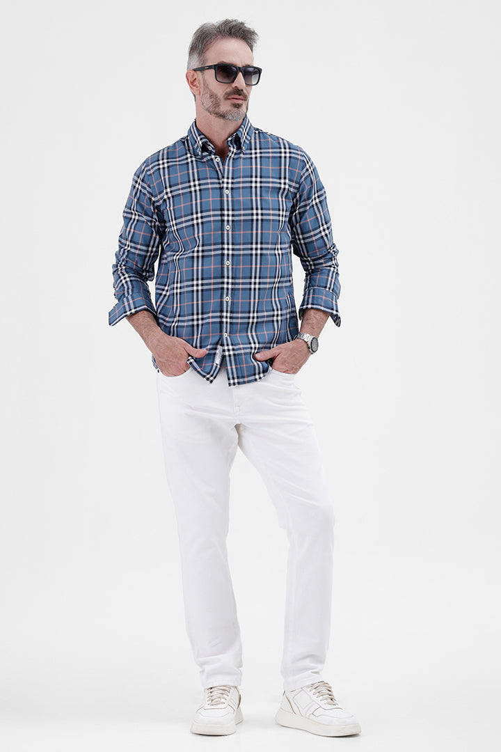 BLUE WHITE COTTON CHECK SHIRT