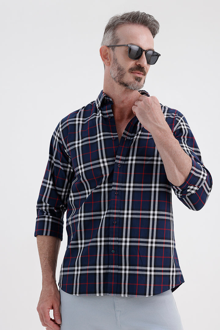 ROYAL BLUE COTTON CHECK SHIRT