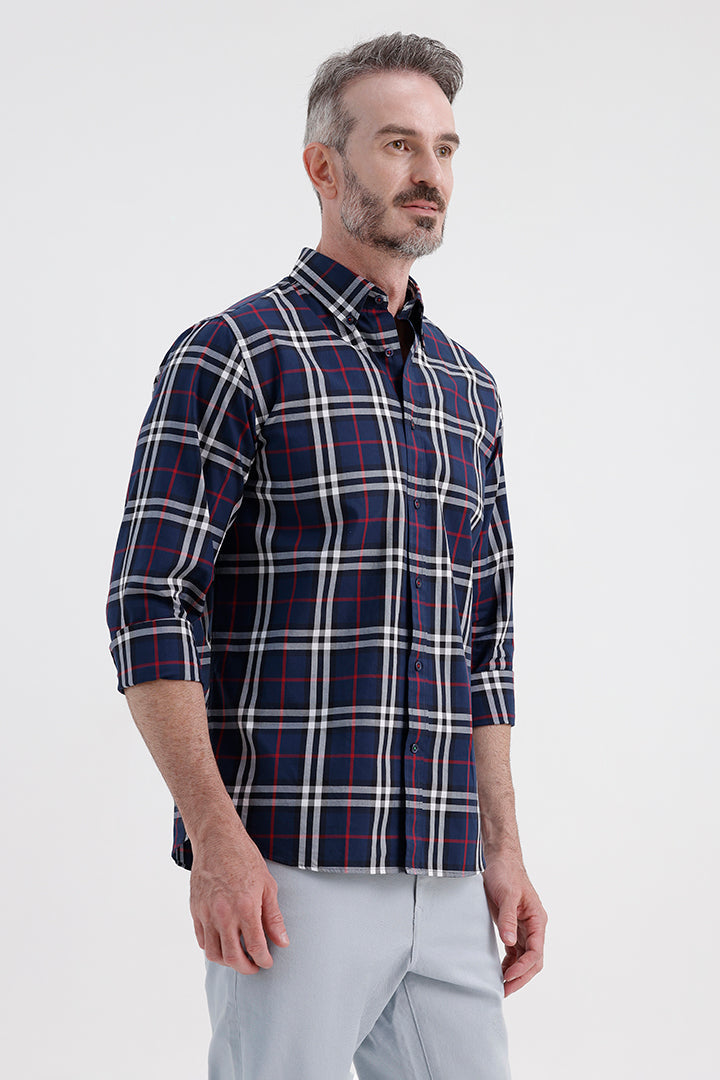 ROYAL BLUE COTTON CHECK SHIRT