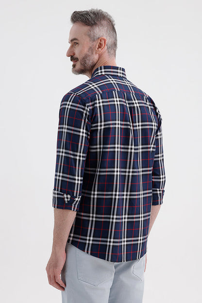 ROYAL BLUE COTTON CHECK SHIRT