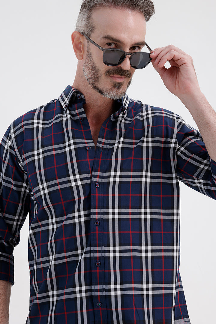 ROYAL BLUE COTTON CHECK SHIRT