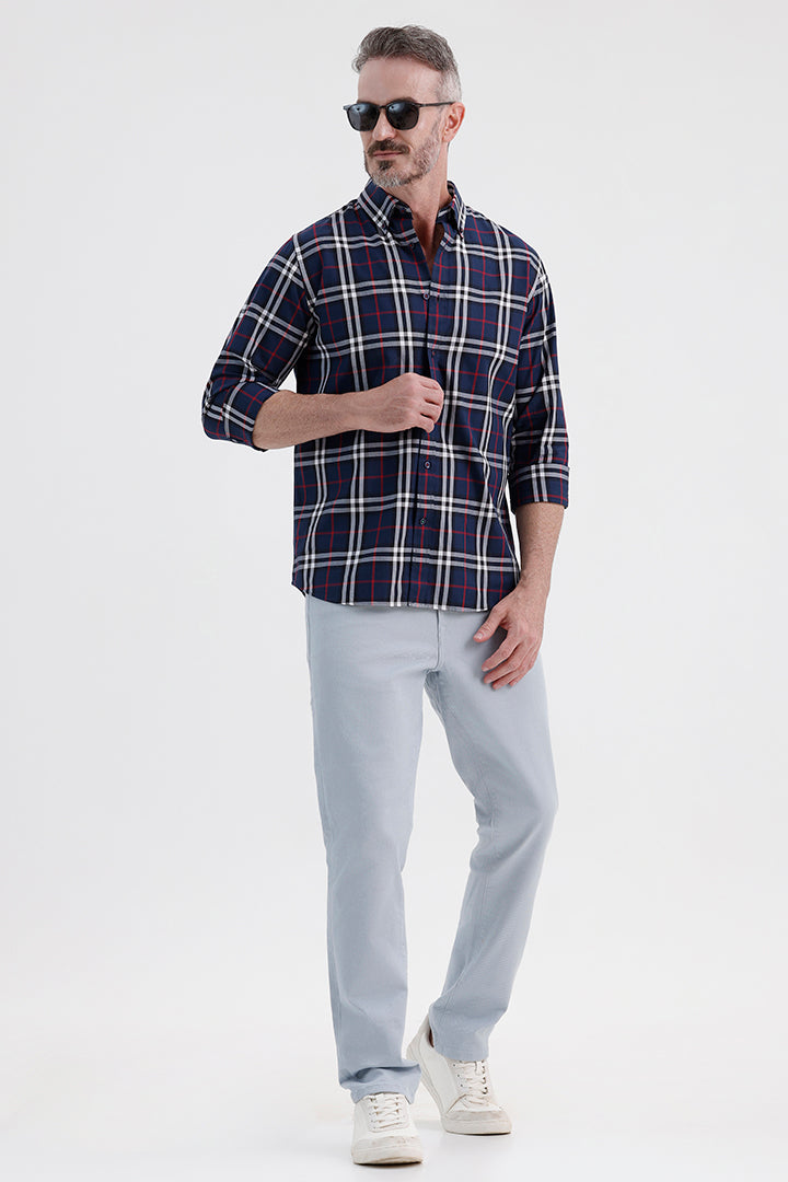 ROYAL BLUE COTTON CHECK SHIRT