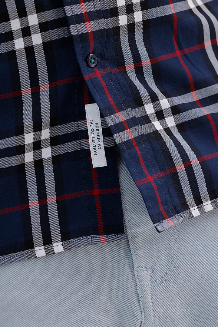 ROYAL BLUE COTTON CHECK SHIRT